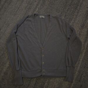 Vtg 80s Christian Dior Monsieur Gray Cardigan Sweater Orlon Acrylic Made in USA